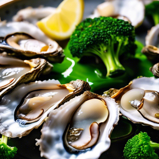 Homemade dish Oysters with broccoli 94099